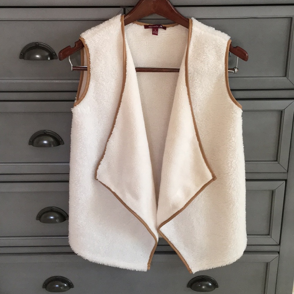Faux Sheerling and Leather Vest